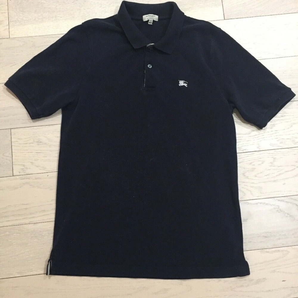 BURBERRY London Mens Medium Black Nova Check Polo